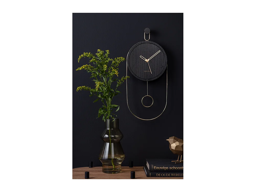 Wandklok Swing Pendulum - Zwart- Ø20cm