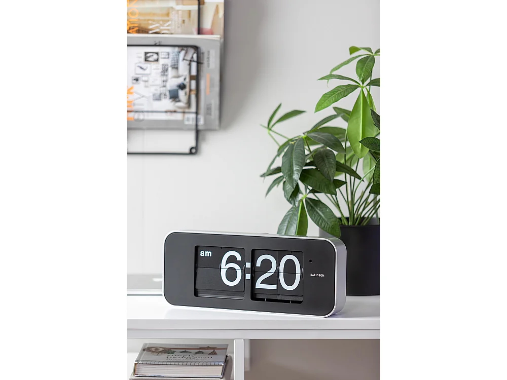 Wandklok Wide Flip - Zilver