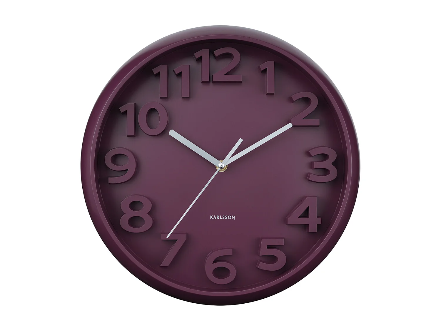 Horloge murale Elevated Classic Numbers - Mauve foncé - Ø33,5 cm
