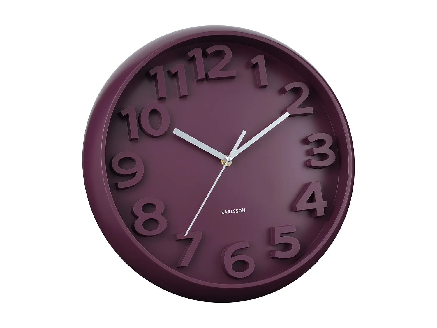 Horloge murale Elevated Classic Numbers - Mauve foncé - Ø33,5 cm