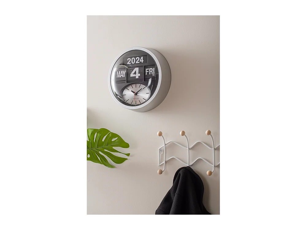 Horloge murale ronde Flip - Argent - Ø32,6 cm