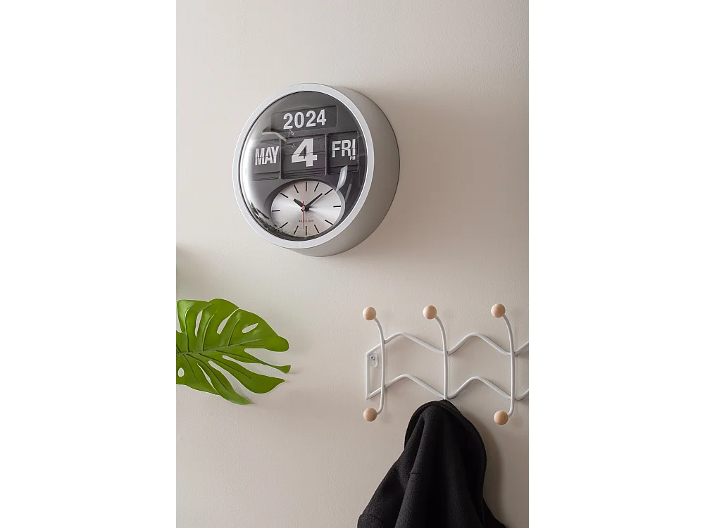 Horloge murale ronde Flip - Argent - Ø32,6 cm