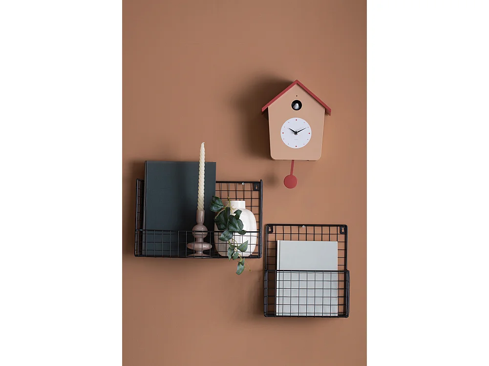 Reloj de pared Cuckoo Light - Marrón suave y ocre ahorro