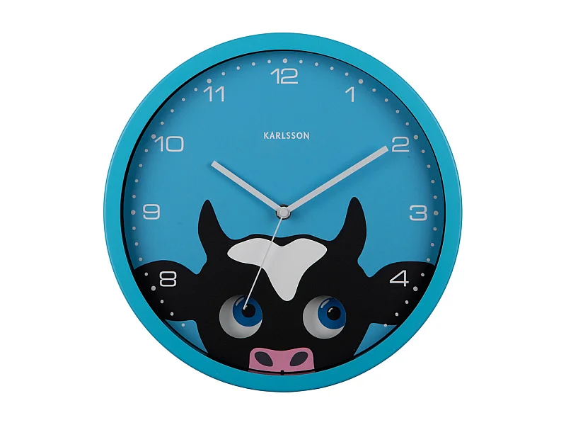 Wanduhr Peekaboo Kuh - Blau - Ø30,8cm