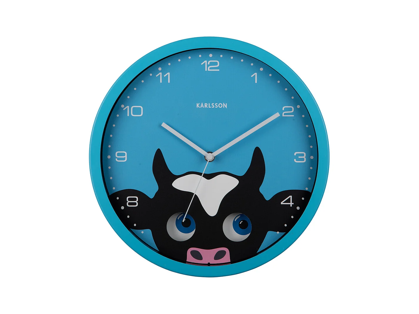 Horloge murale Peekaboo Cow - Bleu - Ø30,8 cm