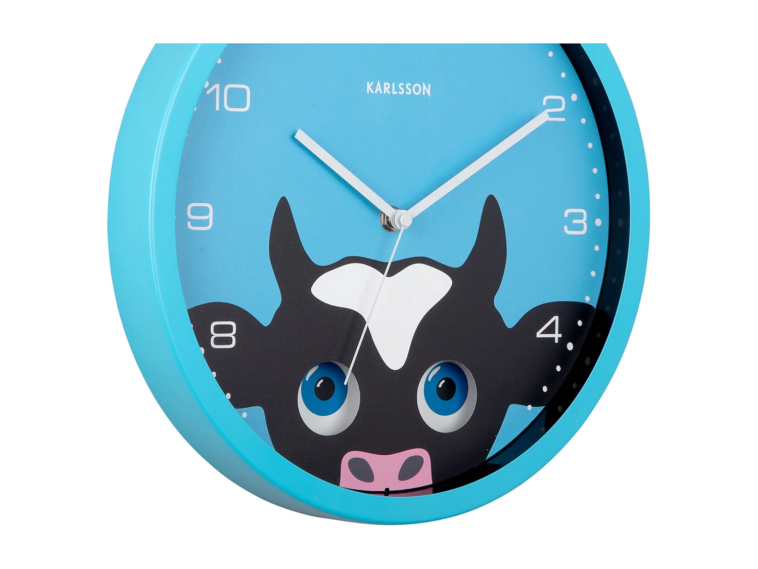Horloge murale Peekaboo Cow - Bleu - Ø30,8 cm