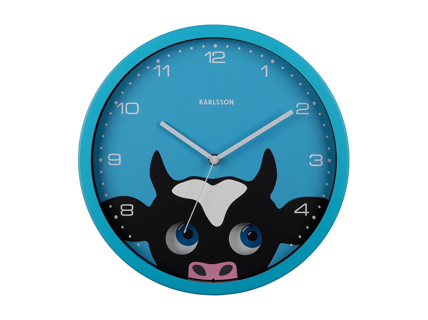 Horloge murale Peekaboo Cow - Bleu - Ø30,8 cm