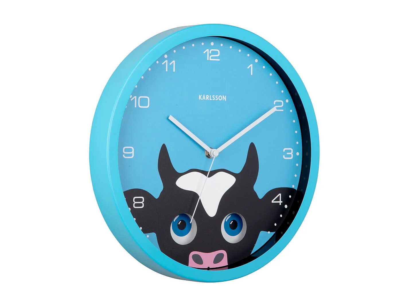 Horloge murale Peekaboo Cow - Bleu - Ø30,8 cm