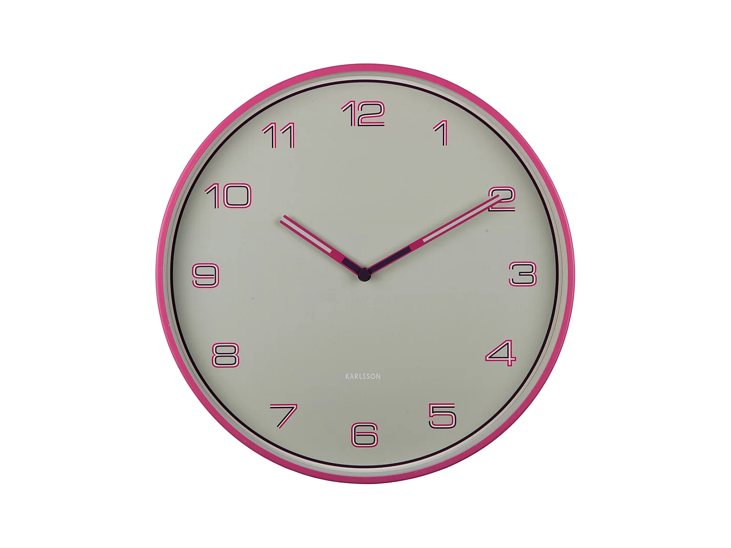 Horloge murale Chiffres lignés - Rose vif - Ø40cm