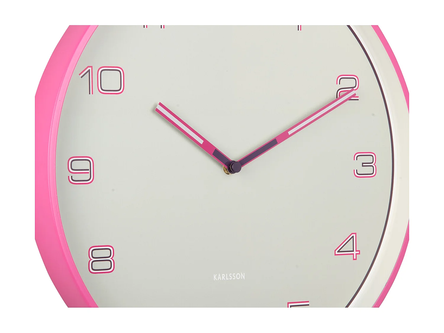 Horloge murale Chiffres lignés - Rose vif - Ø40cm