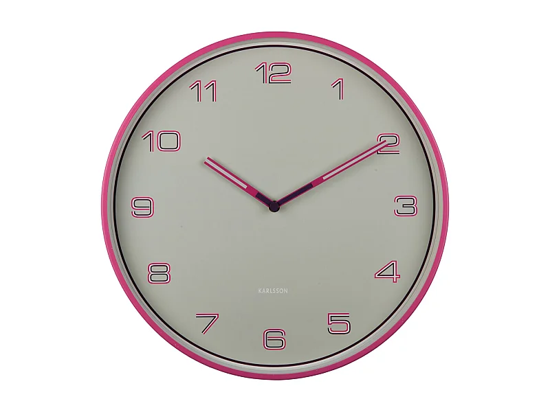 Horloge murale Chiffres lignés - Rose vif - Ø40cm