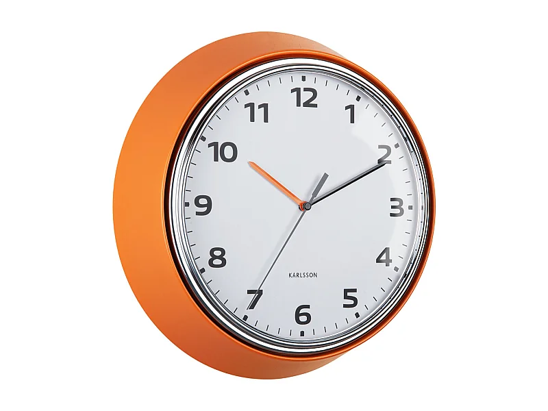 Horloge murale moderne rétro - Orange vif - Ø34 cm