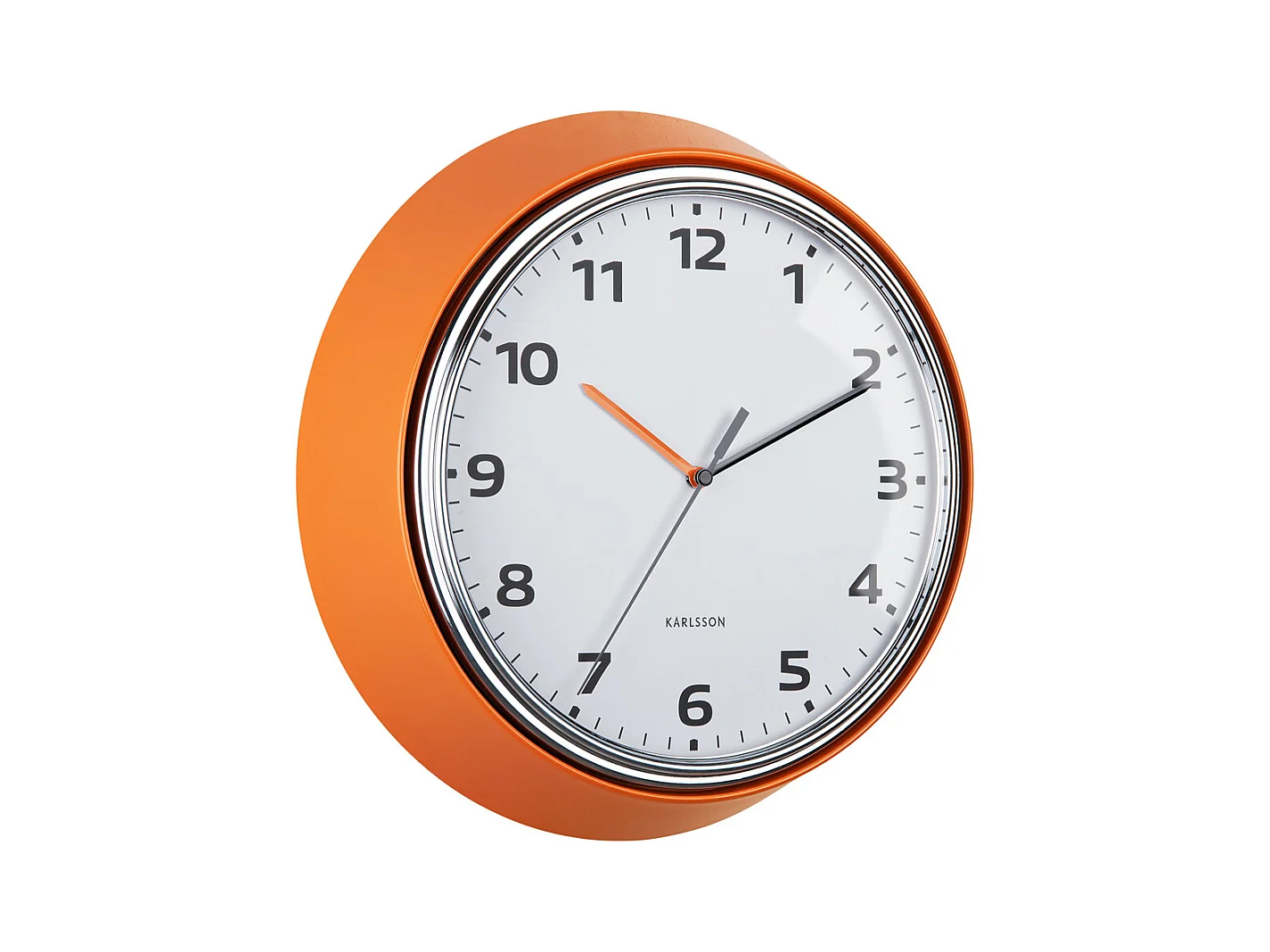 Horloge murale moderne rétro - Orange vif - Ø34 cm