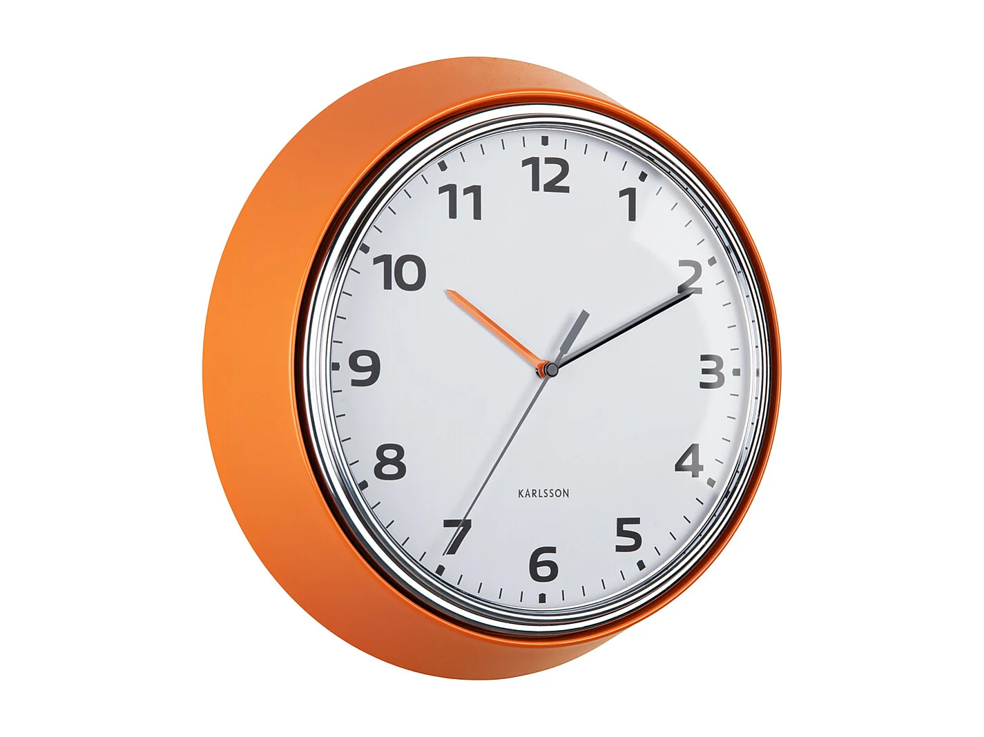 Horloge murale moderne rétro - Orange vif - Ø34 cm