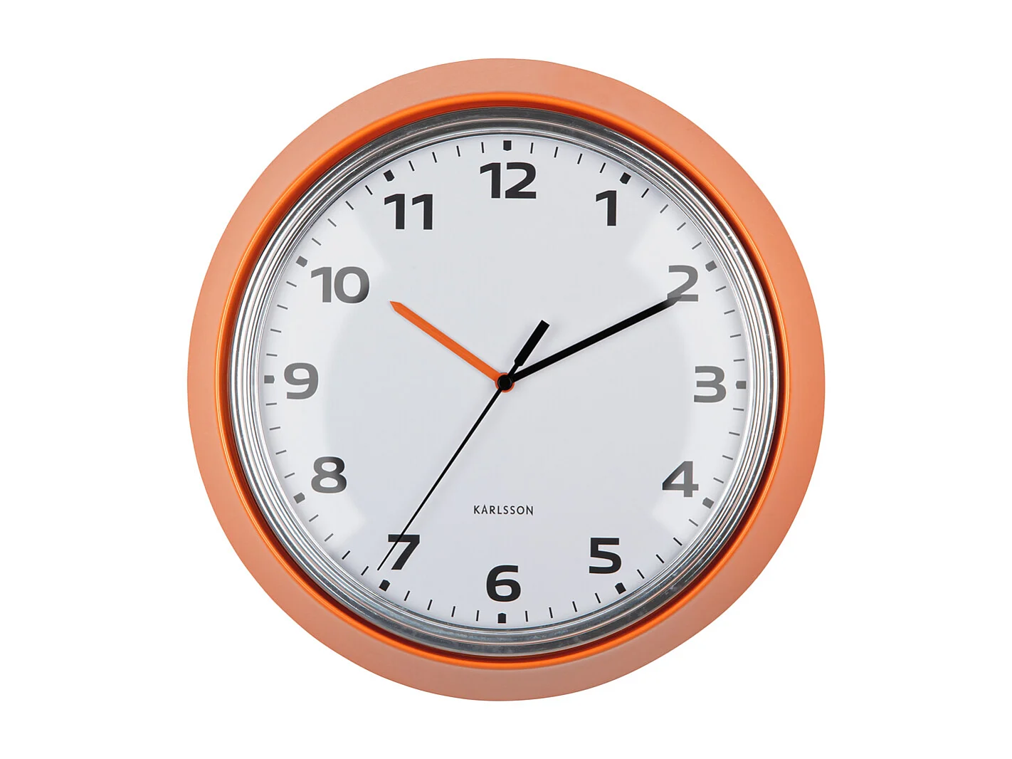 Horloge murale moderne rétro - Orange vif - Ø34 cm