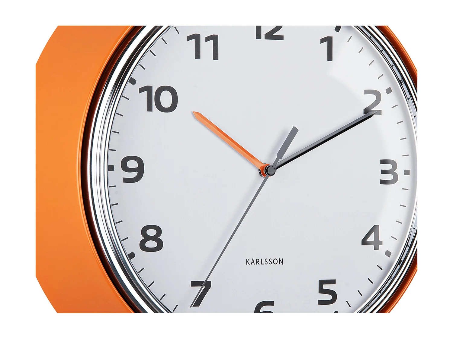 Horloge murale moderne rétro - Orange vif - Ø34 cm