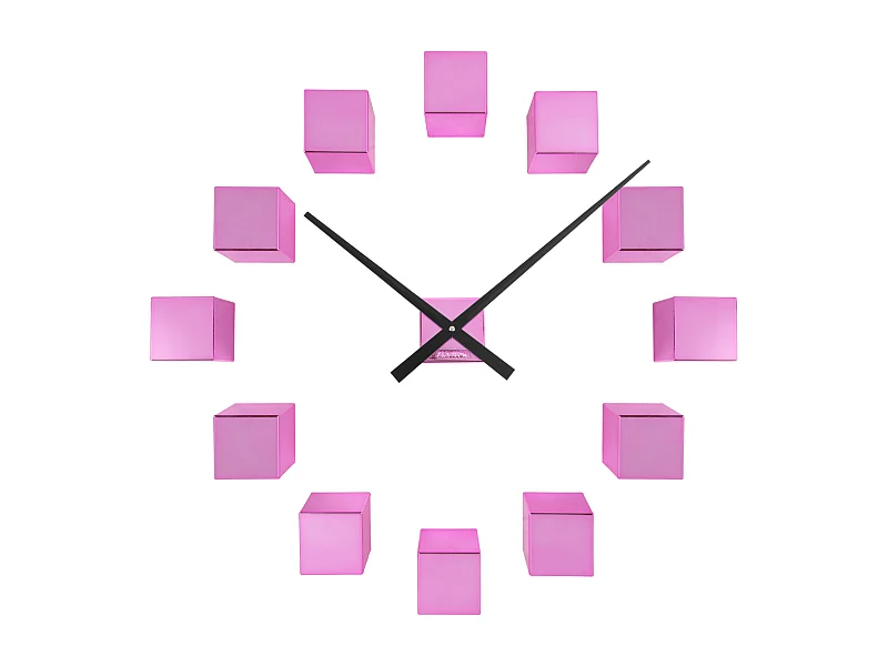 Horloge murale DIY Cubic Metallic - Rose foncé métallisé - Ø40cm
