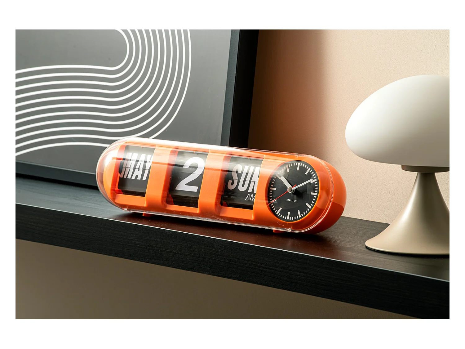 Horloge murale Tube Flip - Orange