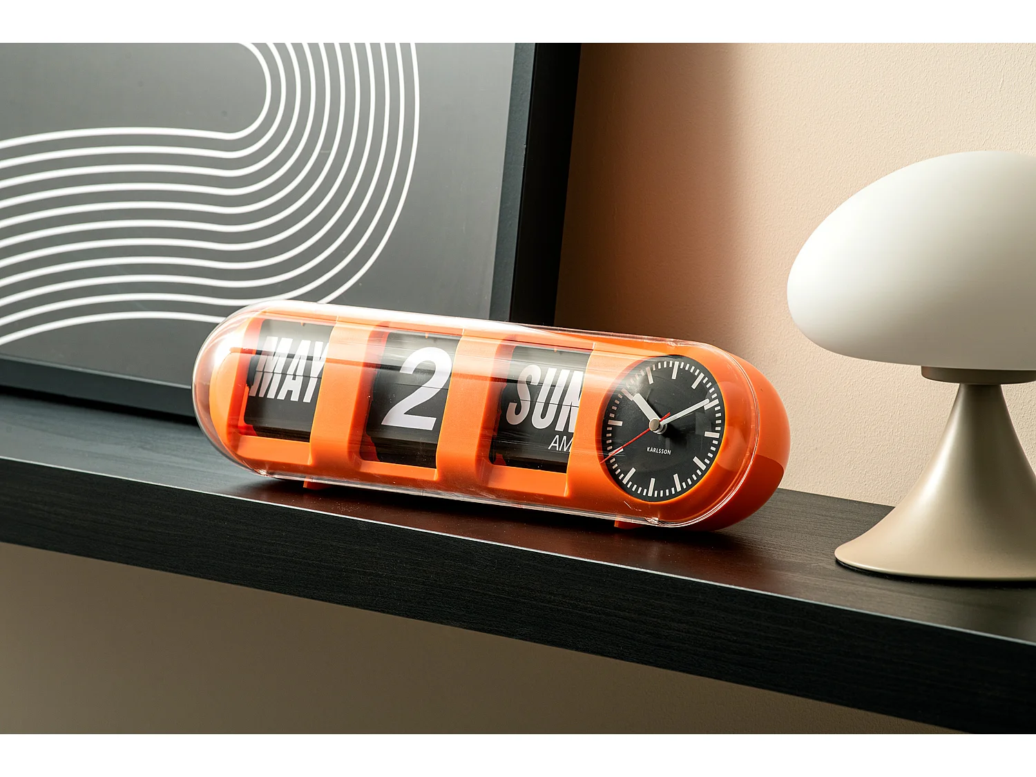 Horloge murale Tube Flip - Orange