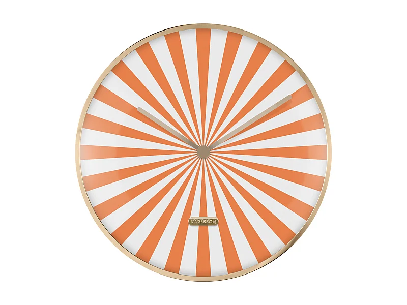 Wandklok Candy Swirl Dome - Bright orange &amp; white- Ø40cm