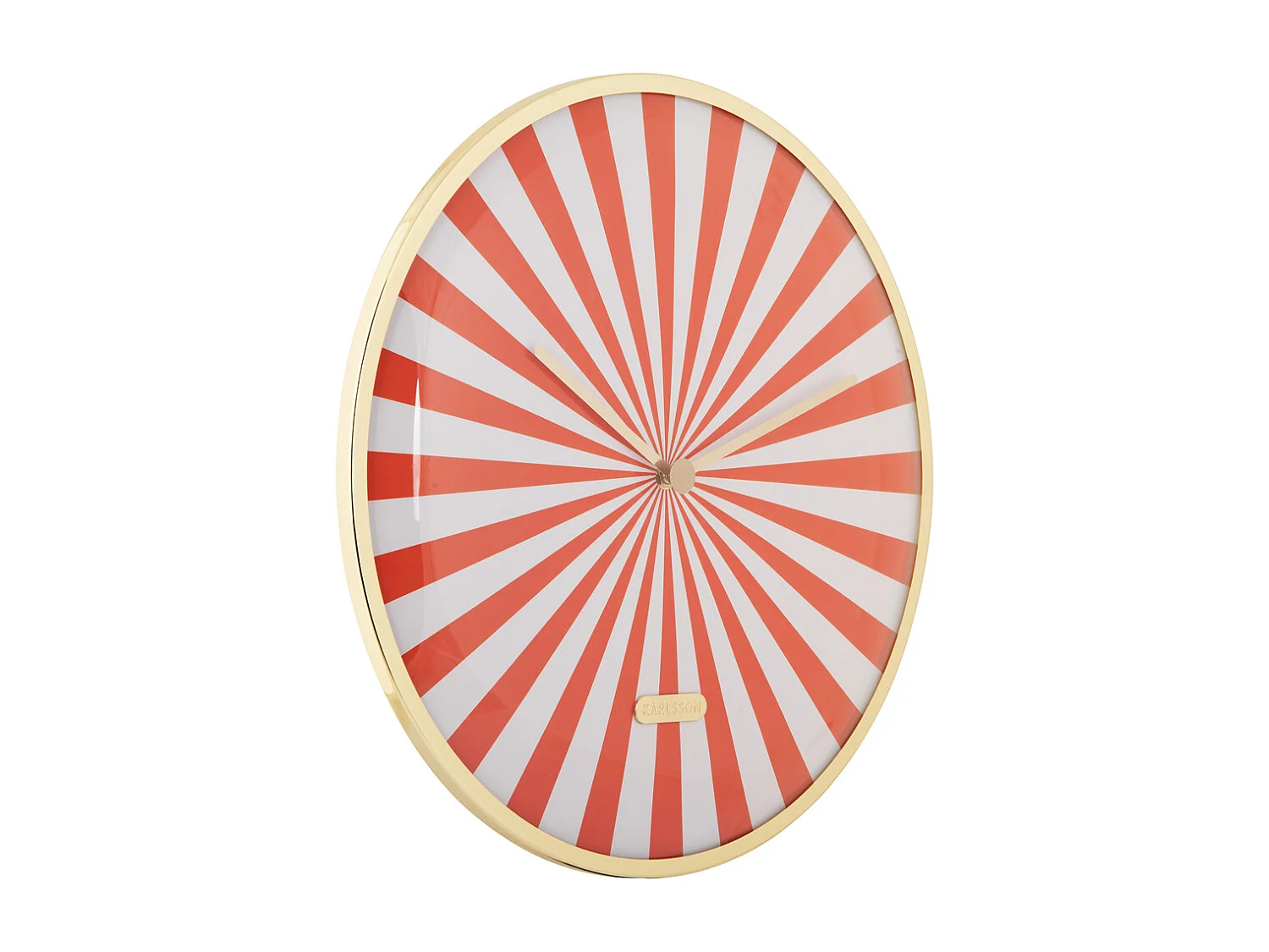 Horloge murale Candy Swirl Dome - Orange vif et blanc - Ø40cm