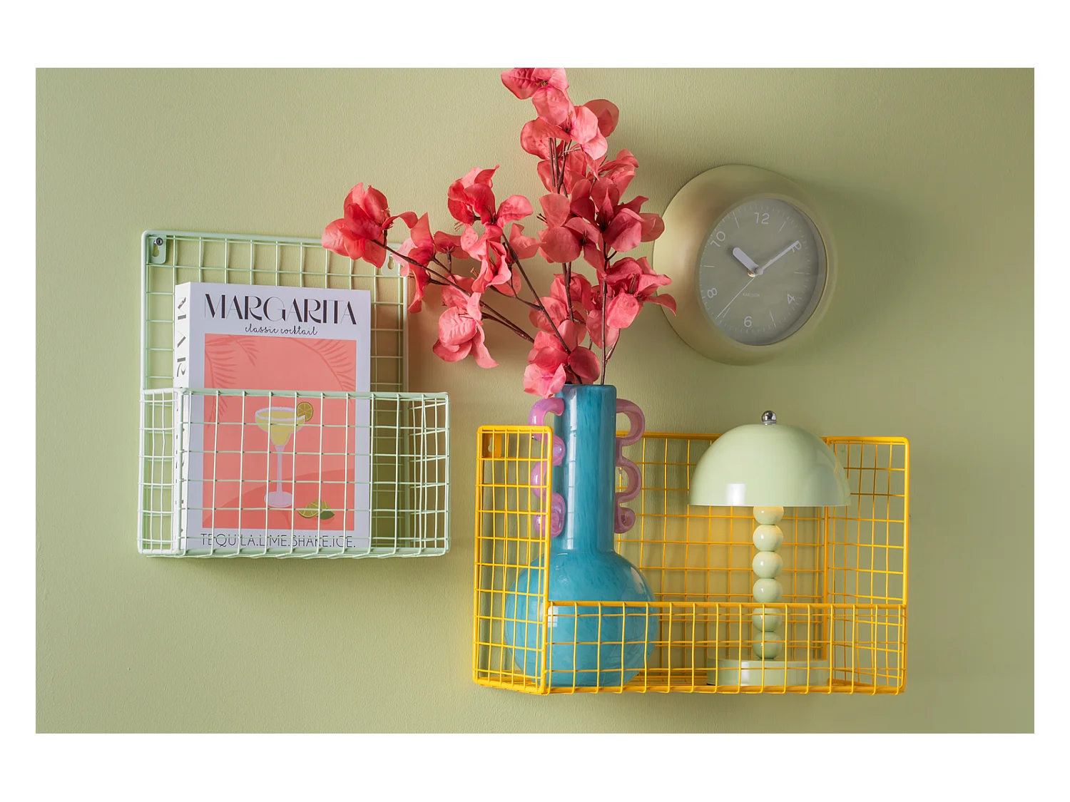 Horloge murale Slope - Vert thé - Ø20cm