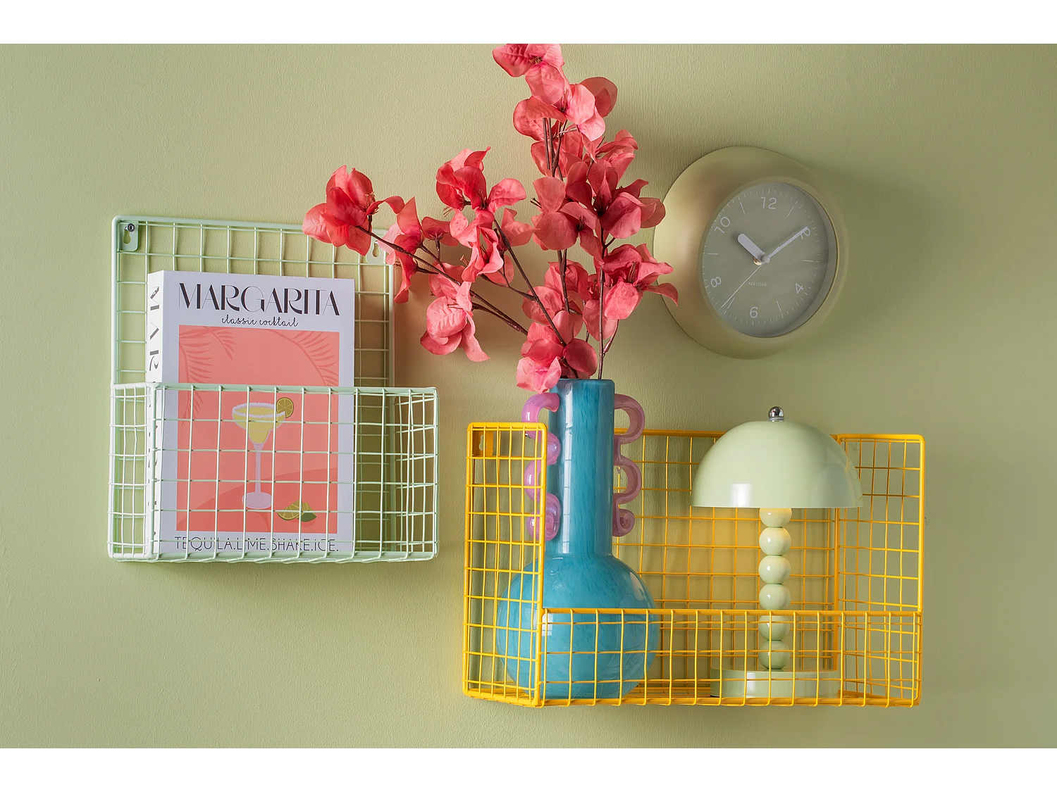 Reloj de pared Slope - Verde té - Ø20cm