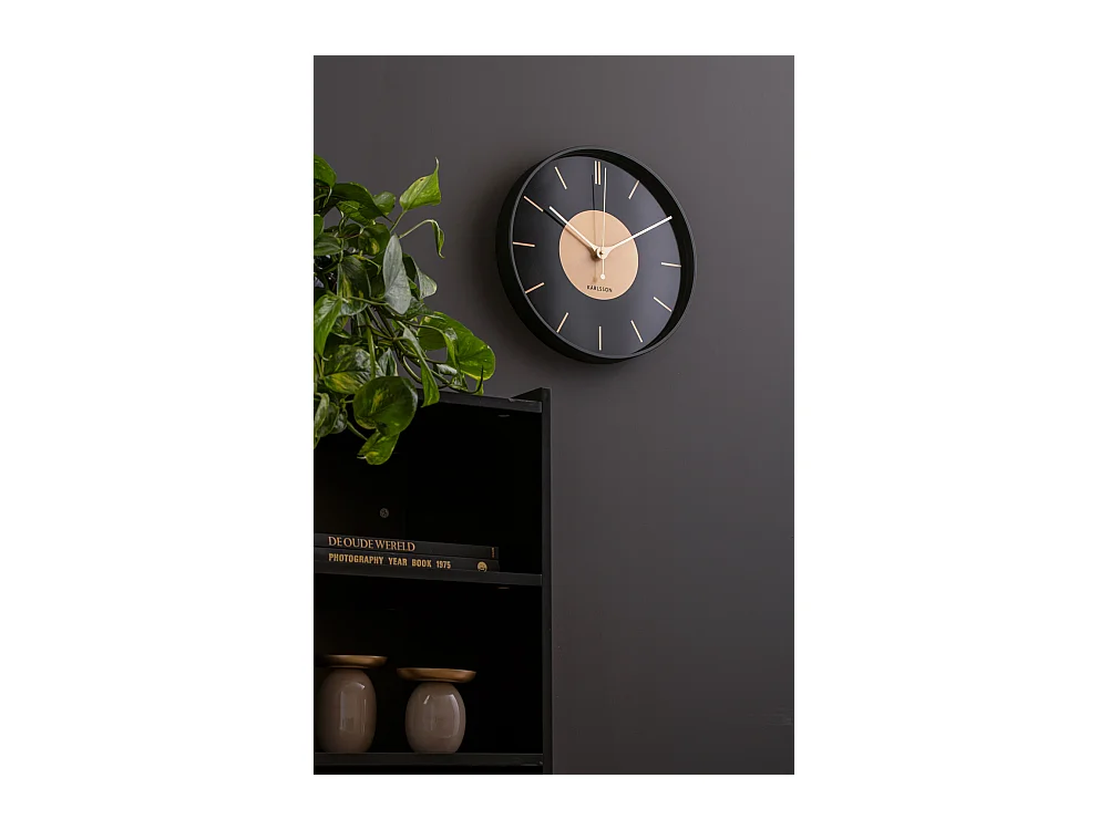 Wanduhr Goldscheibe - Schwarz - Ø35cm