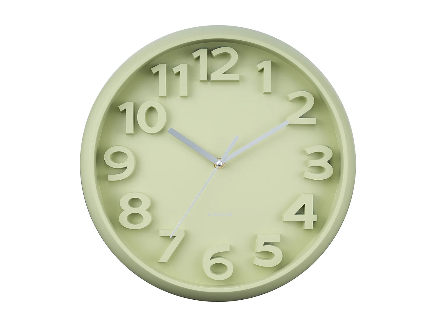 Horloge murale Elevated Classic Numbers - Vert thé - Ø33,5 cm
