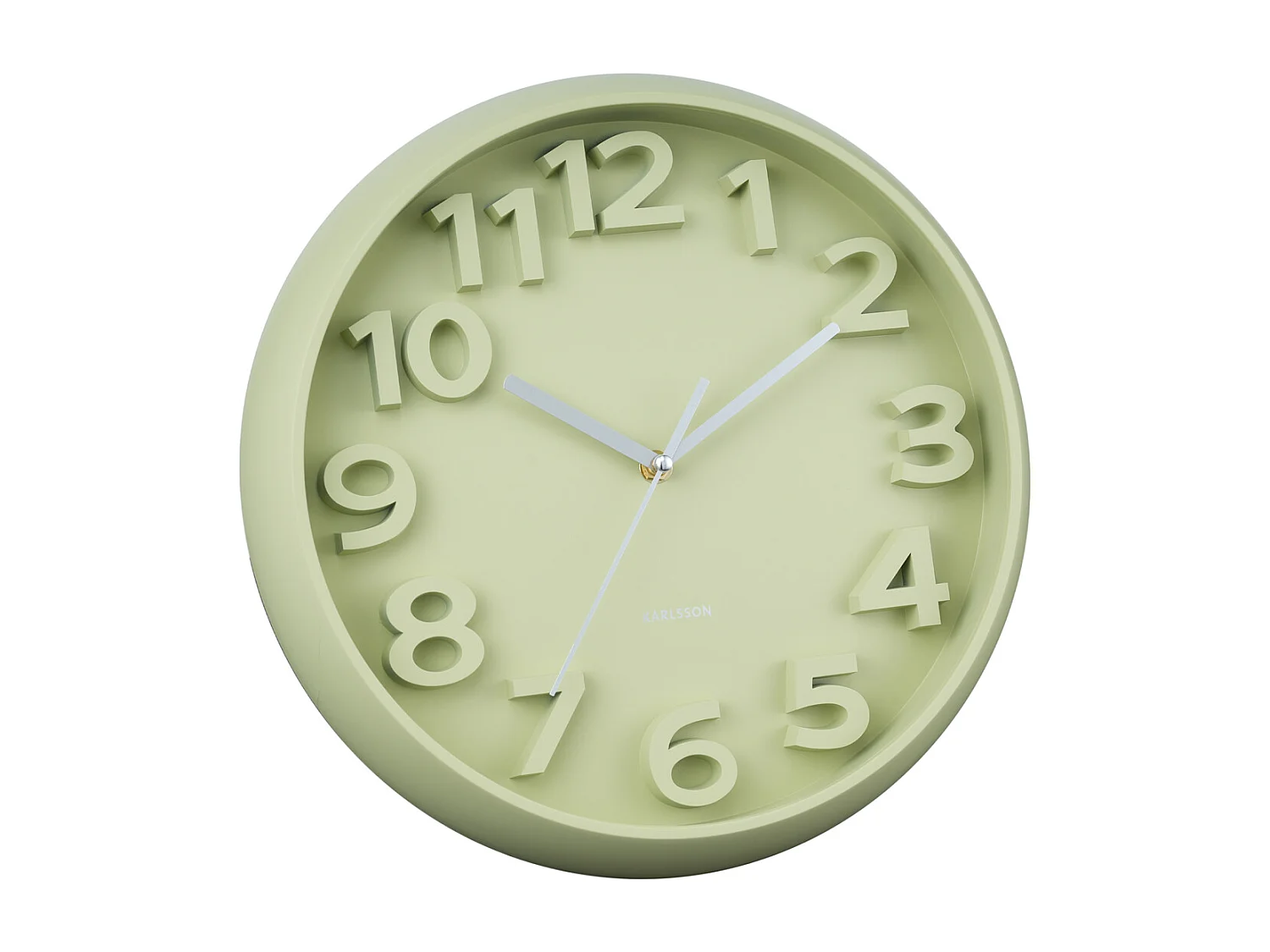 Horloge murale Elevated Classic Numbers - Vert thé - Ø33,5 cm
