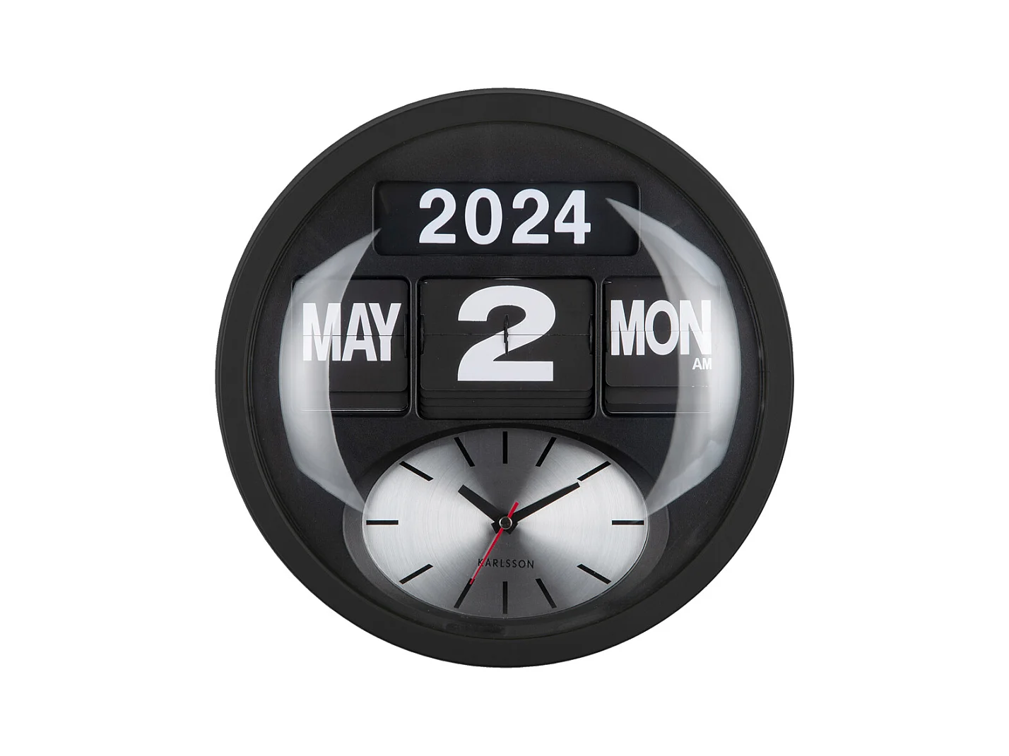 Horloge murale ronde Flip - Noir - Ø32,6 cm