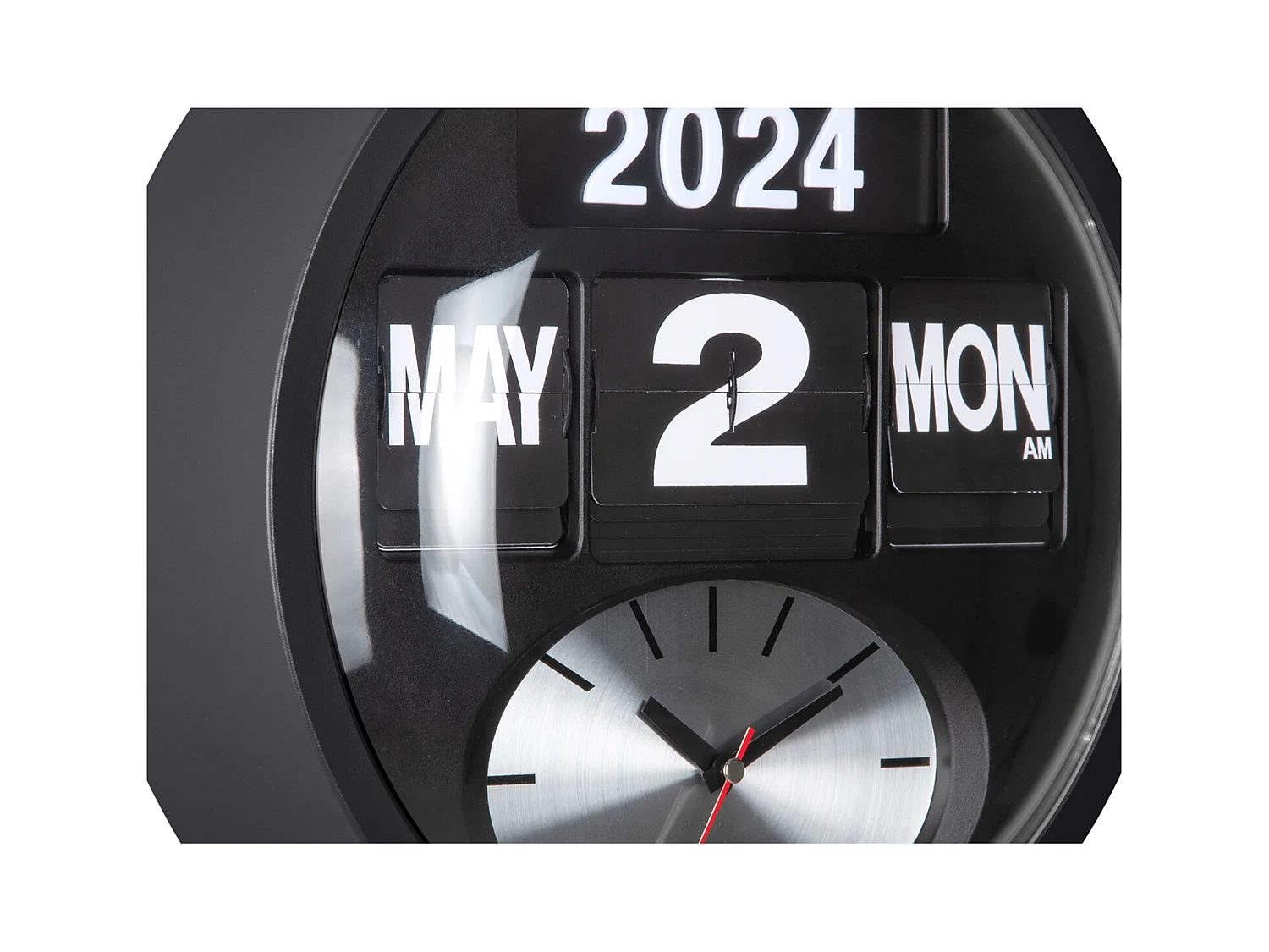 Horloge murale ronde Flip - Noir - Ø32,6 cm