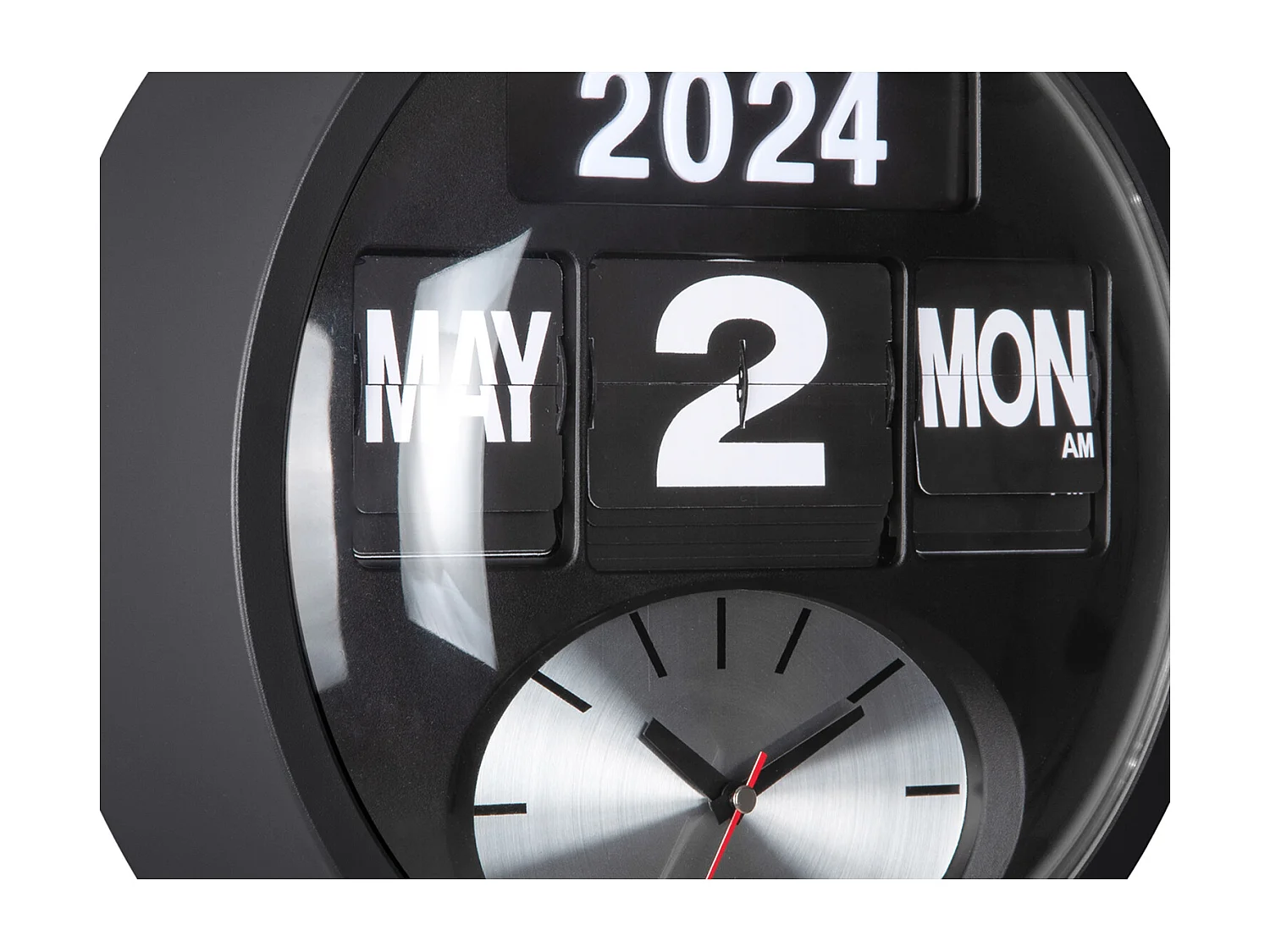 Horloge murale ronde Flip - Noir - Ø32,6 cm