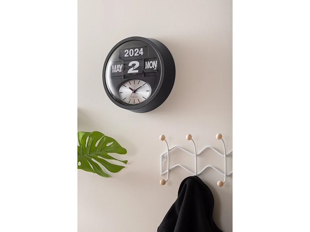 Horloge murale ronde Flip - Noir - Ø32,6 cm
