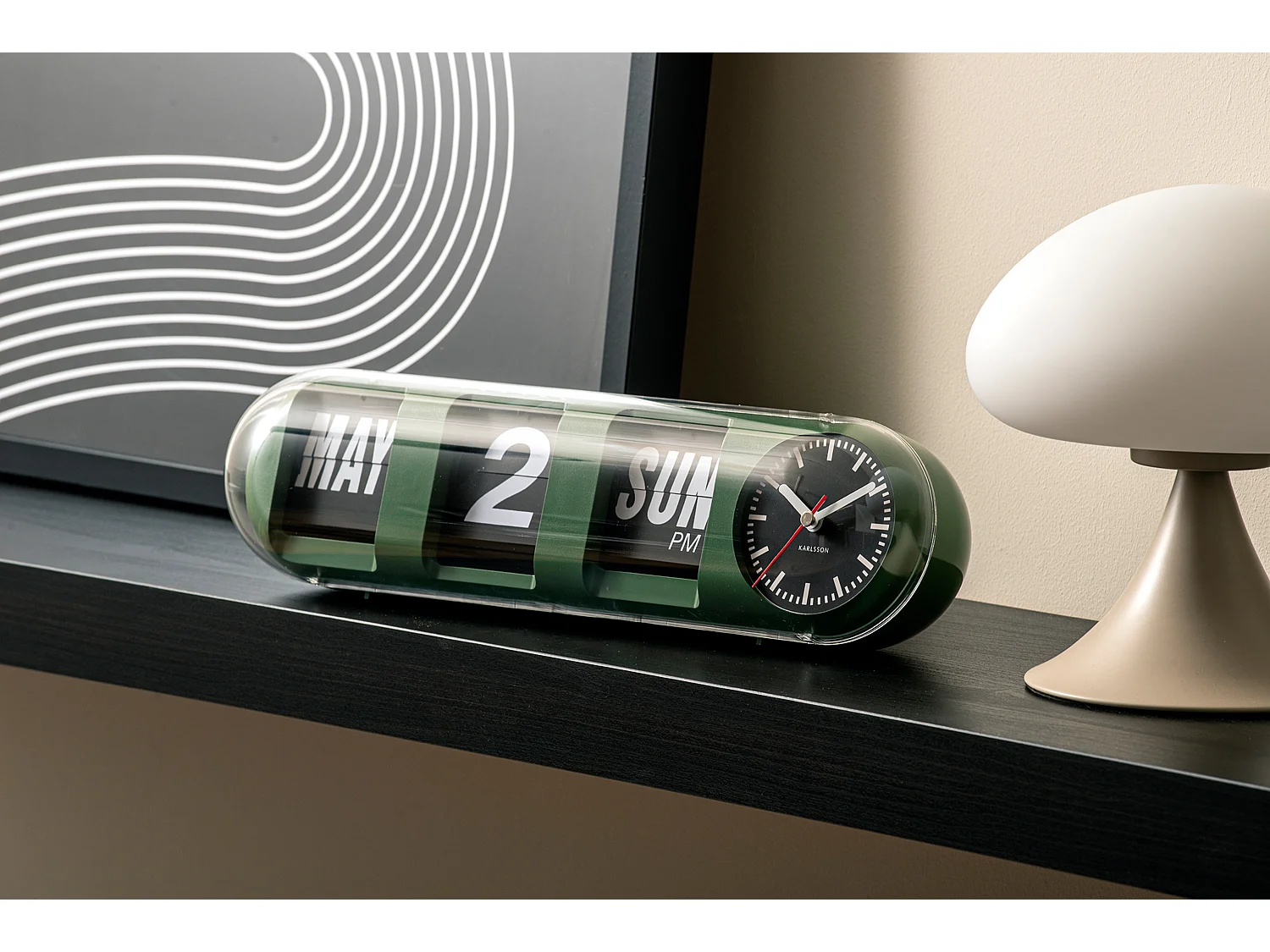 Horloge murale Tube Flip - Vert jungle