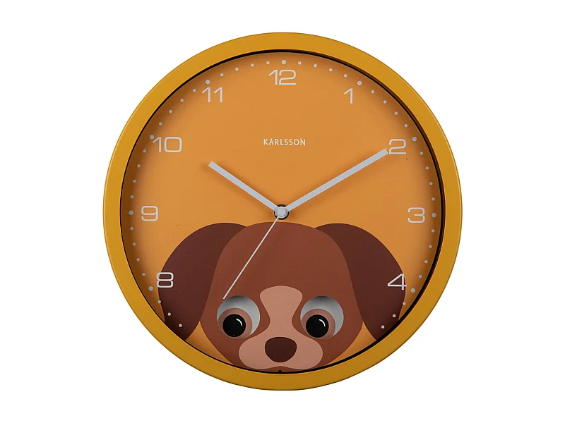 Horloge murale Peekaboo Dog - Jaune - Ø30,8 cm