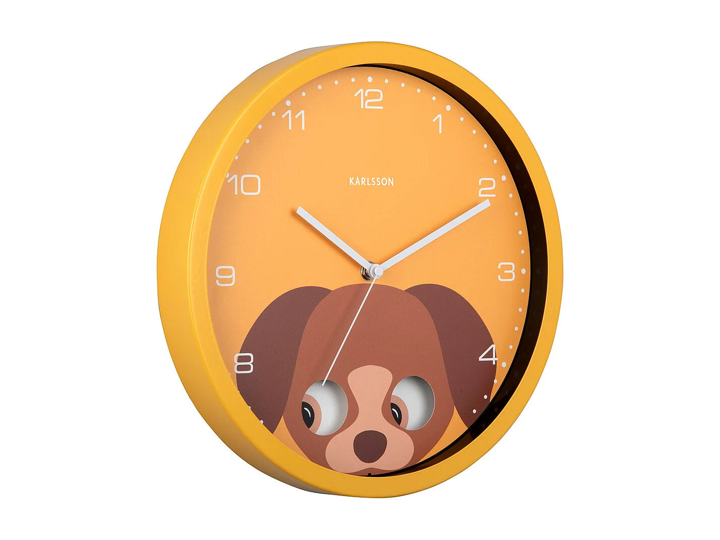 Horloge murale Peekaboo Dog - Jaune - Ø30,8 cm