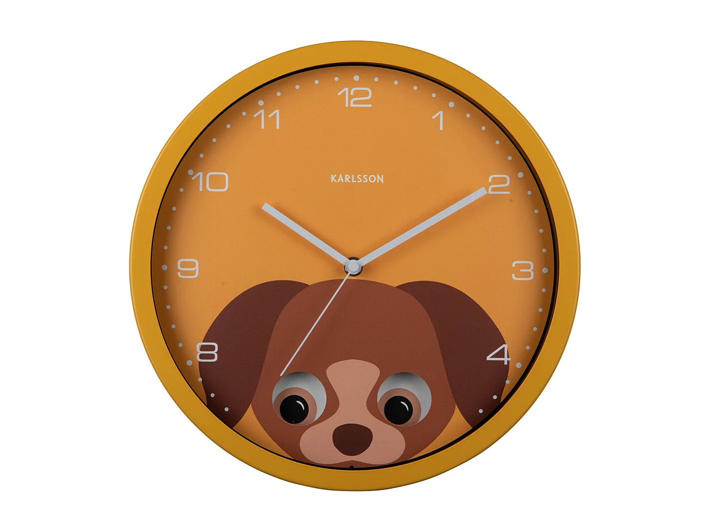 Horloge murale Peekaboo Dog - Jaune - Ø30,8 cm