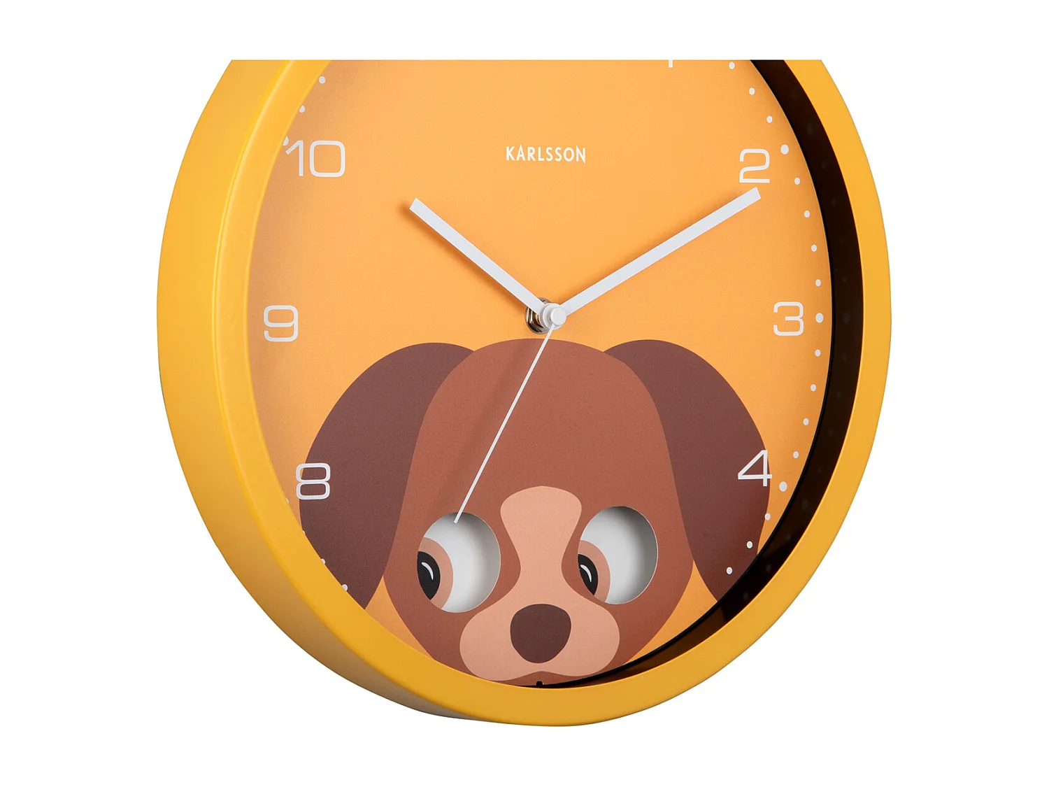 Horloge murale Peekaboo Dog - Jaune - Ø30,8 cm