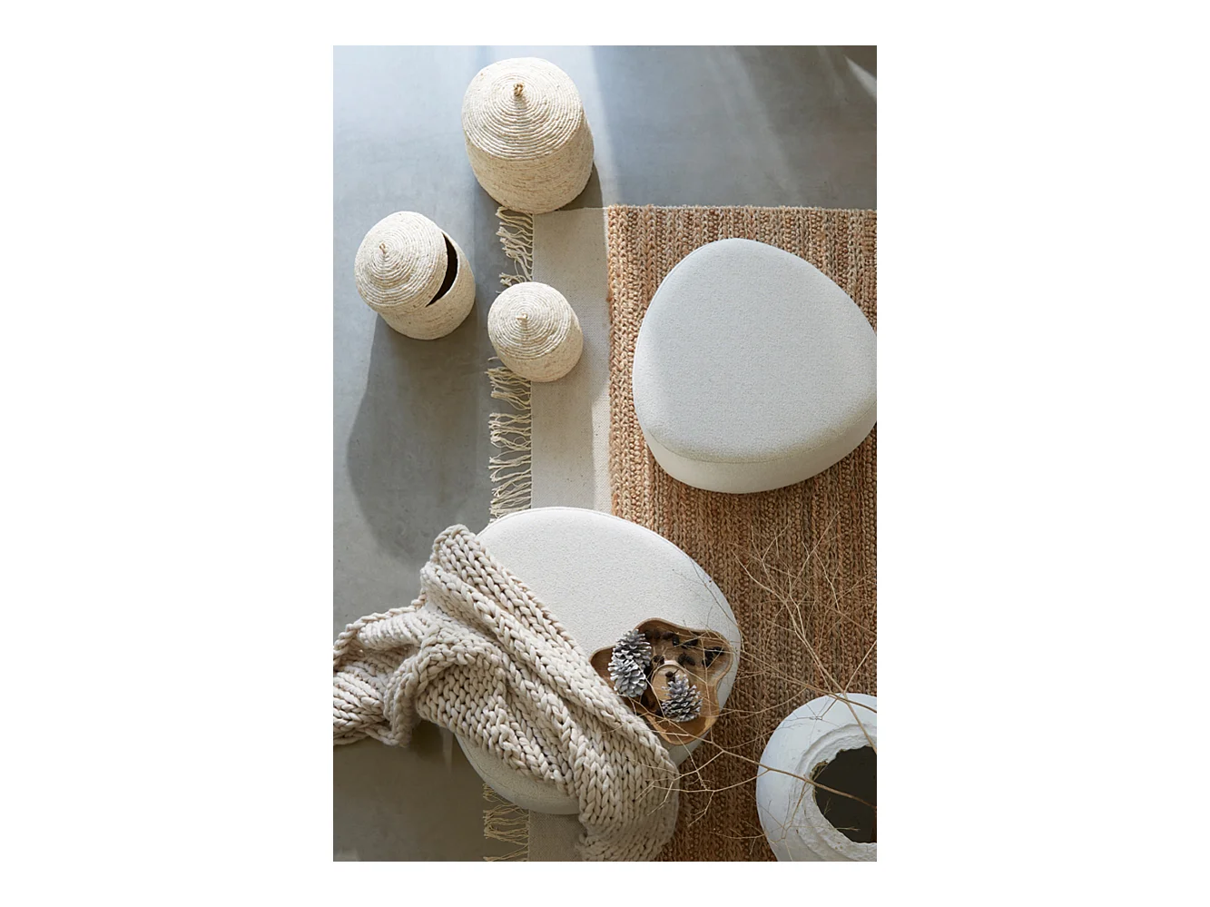 Pouf LIBERIA - Ø80x35cm - Marron