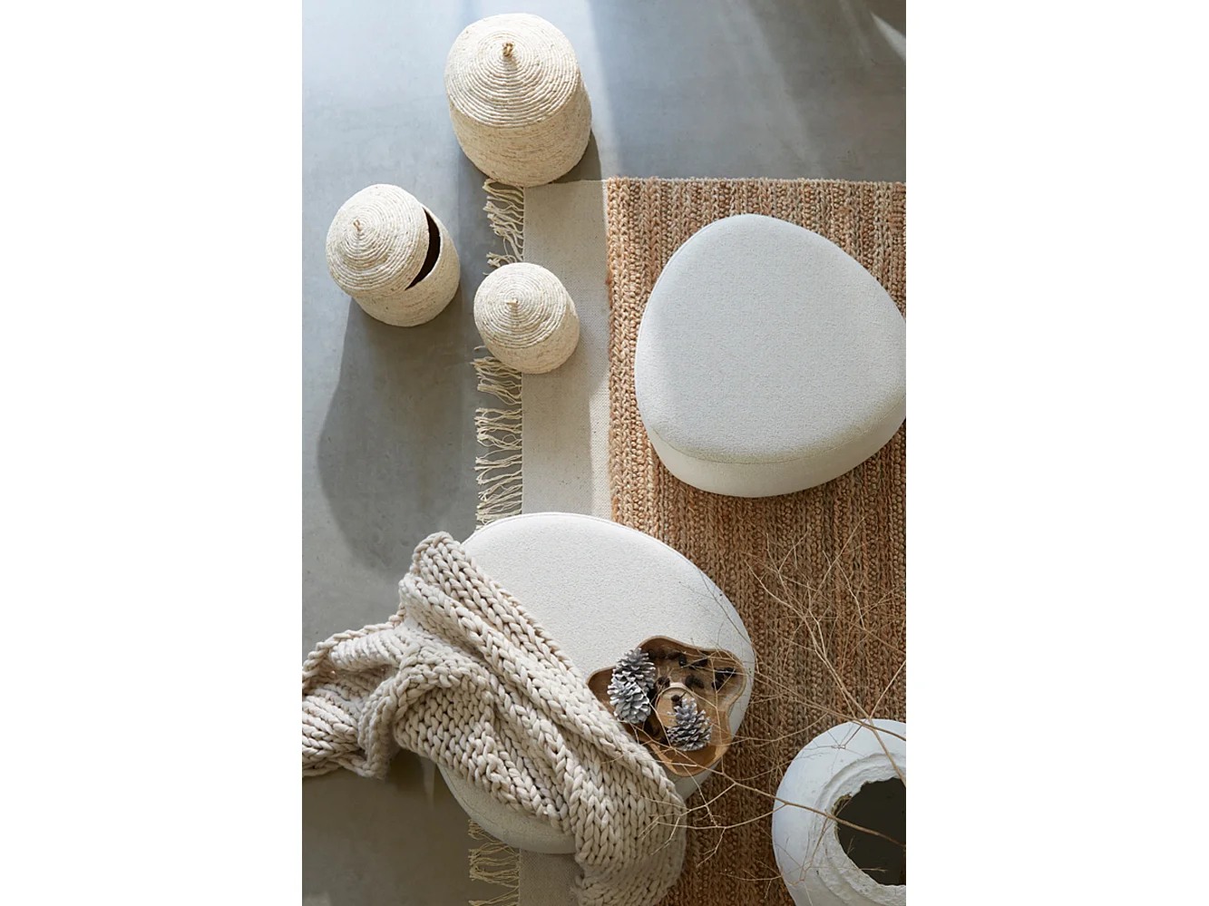 Pouf LIBERIA - Ø80x35cm - Marron