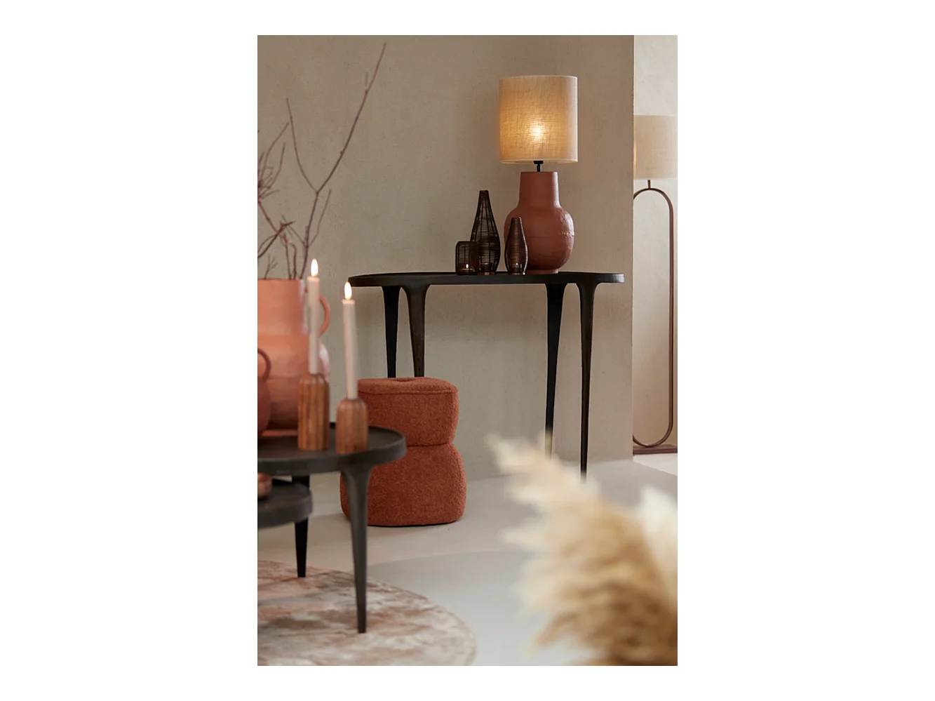 Pouf LEYLA - Ø40x46cm - Orange