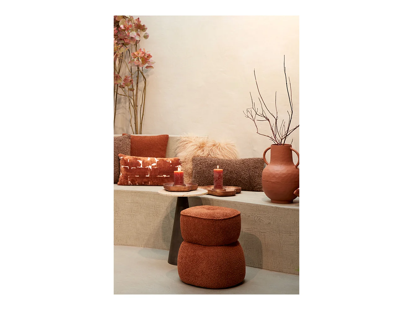 Pouf LEYLA - Ø40x46cm - Orange