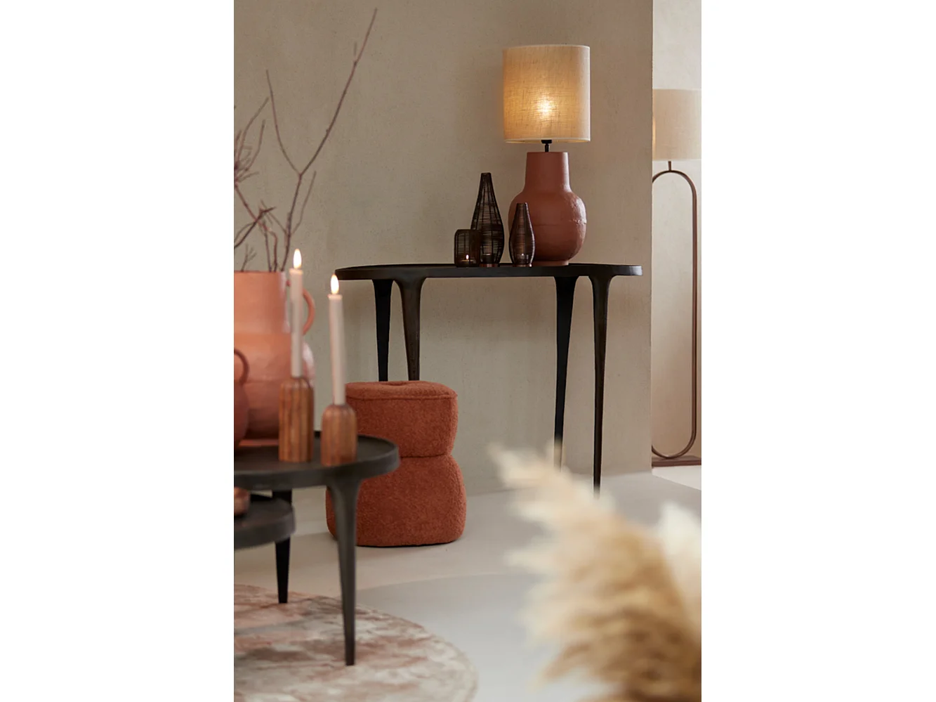 Pouf LEYLA - Ø40x46cm - Orange