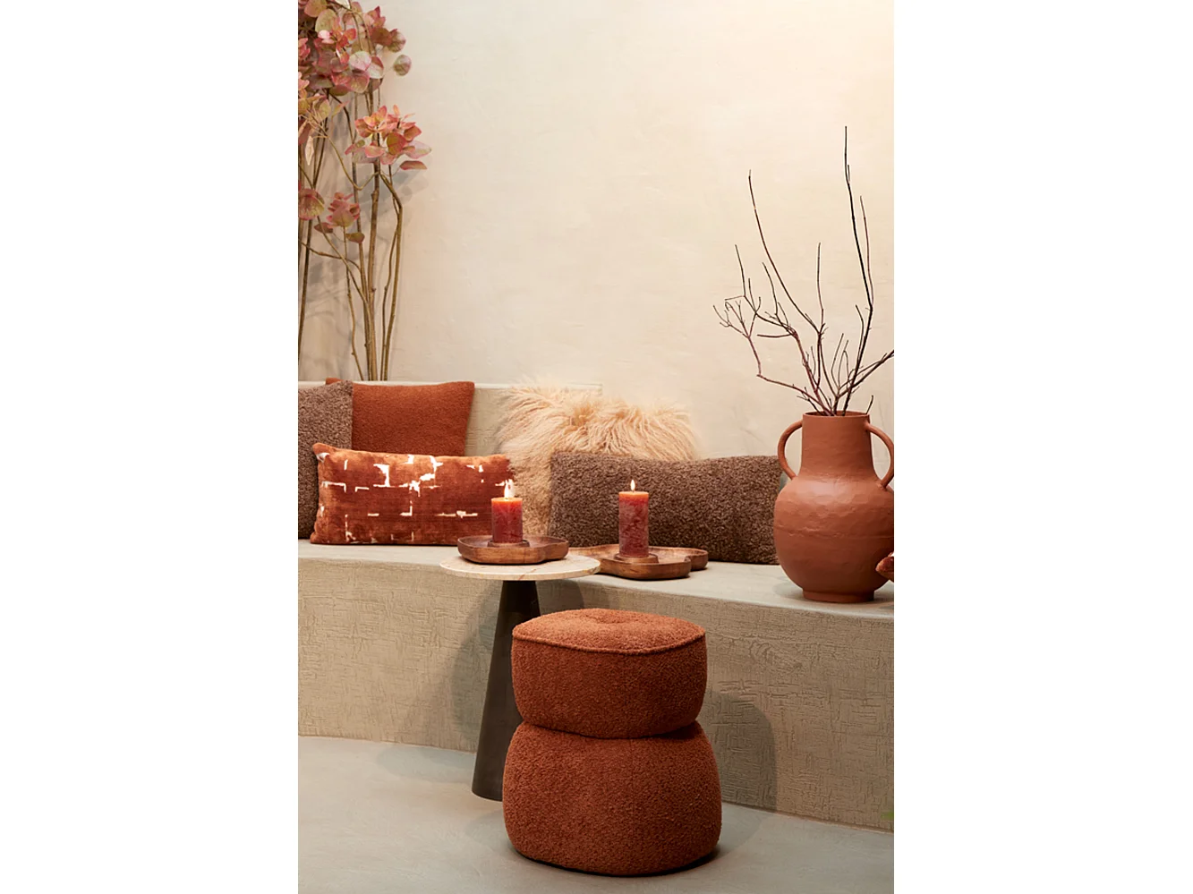 Pouf LEYLA - Ø40x46cm - Orange