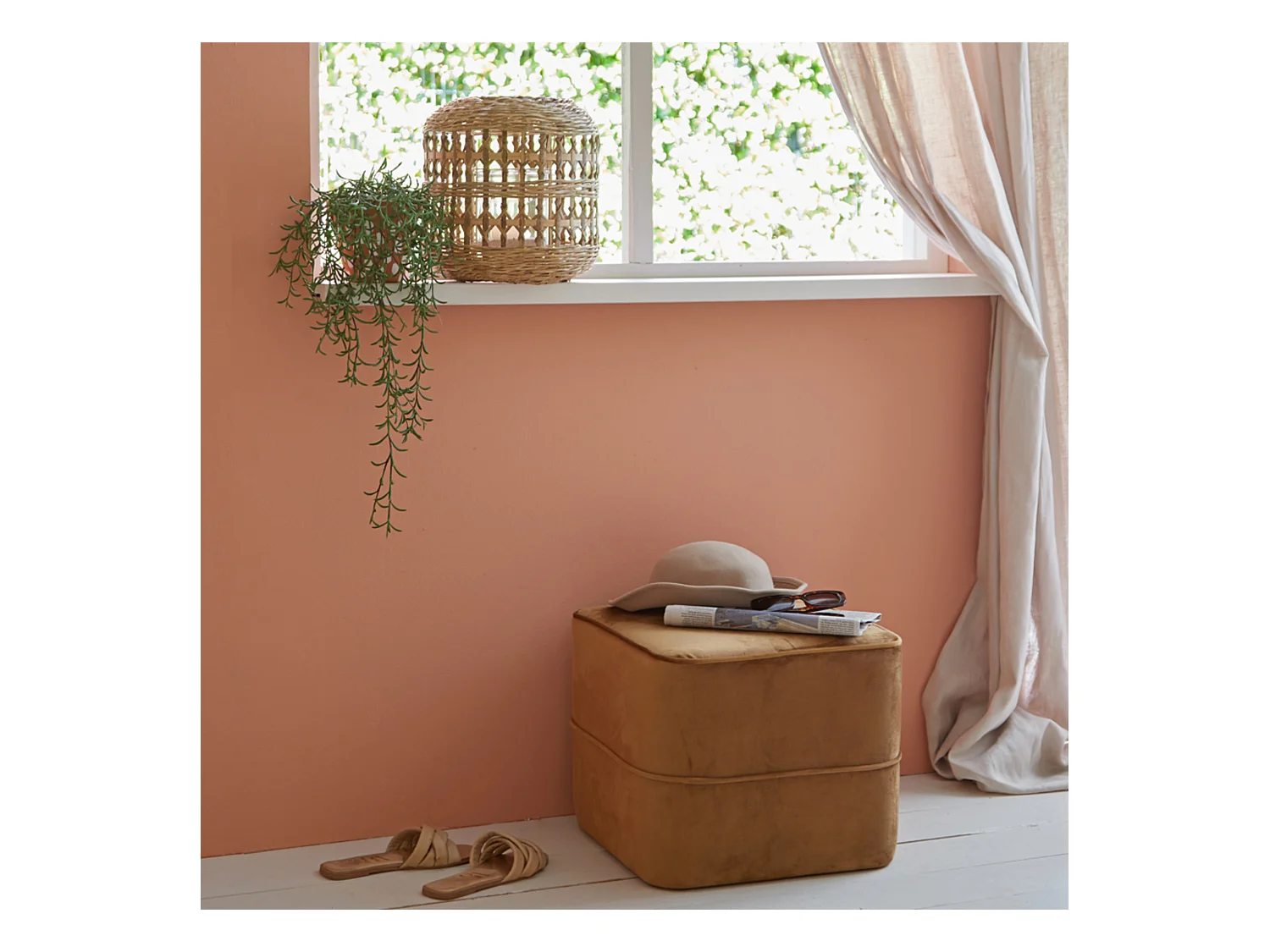 Pouf KIKI - Ø40x35cm - Marron