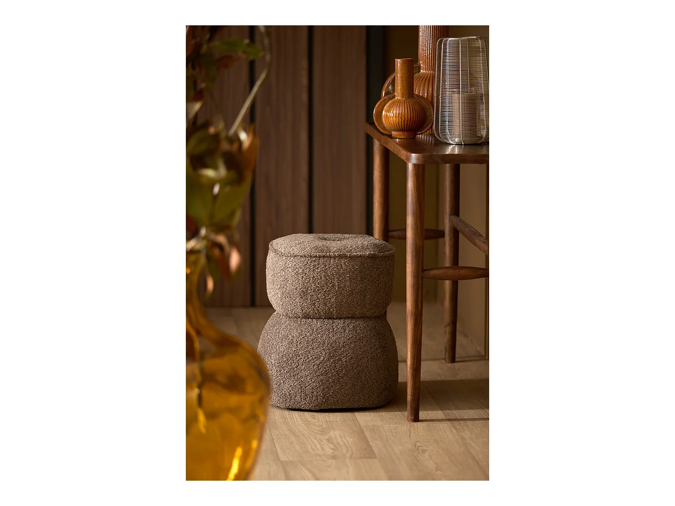 Pouf LEYLA - Ø40x46cm - Marron