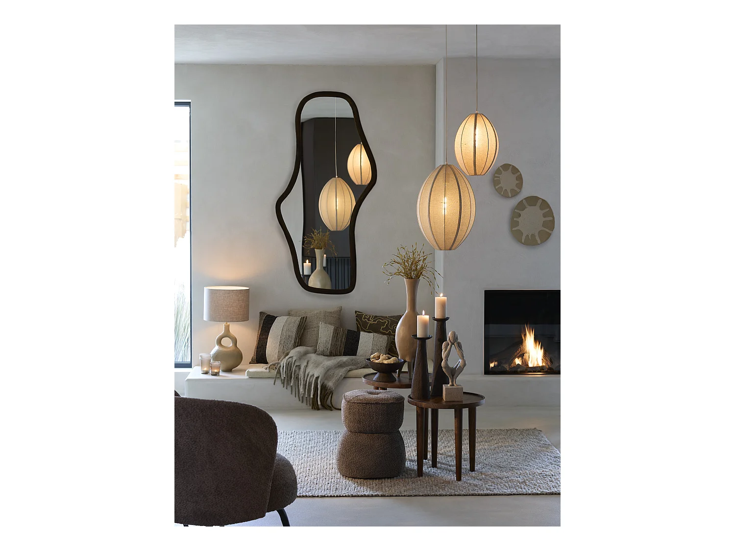 Pouf LEYLA - Ø40x46cm - Marron