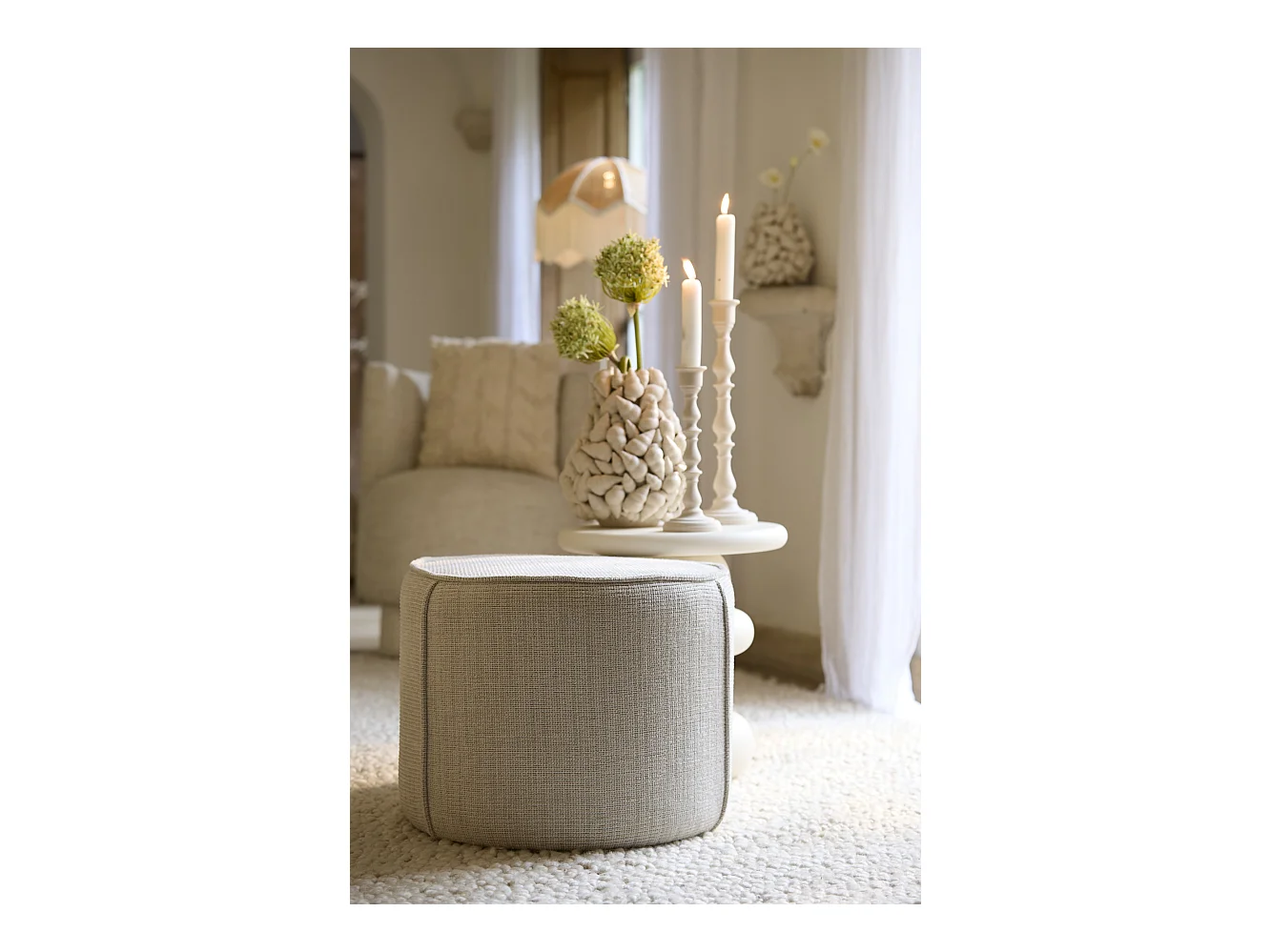 Pouf DOMONI - Ø50x40cm - Marron