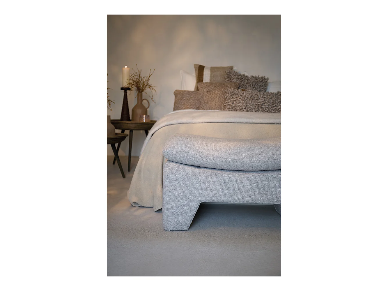 Pouf DASHA - 80x40x48,5cm - Gris